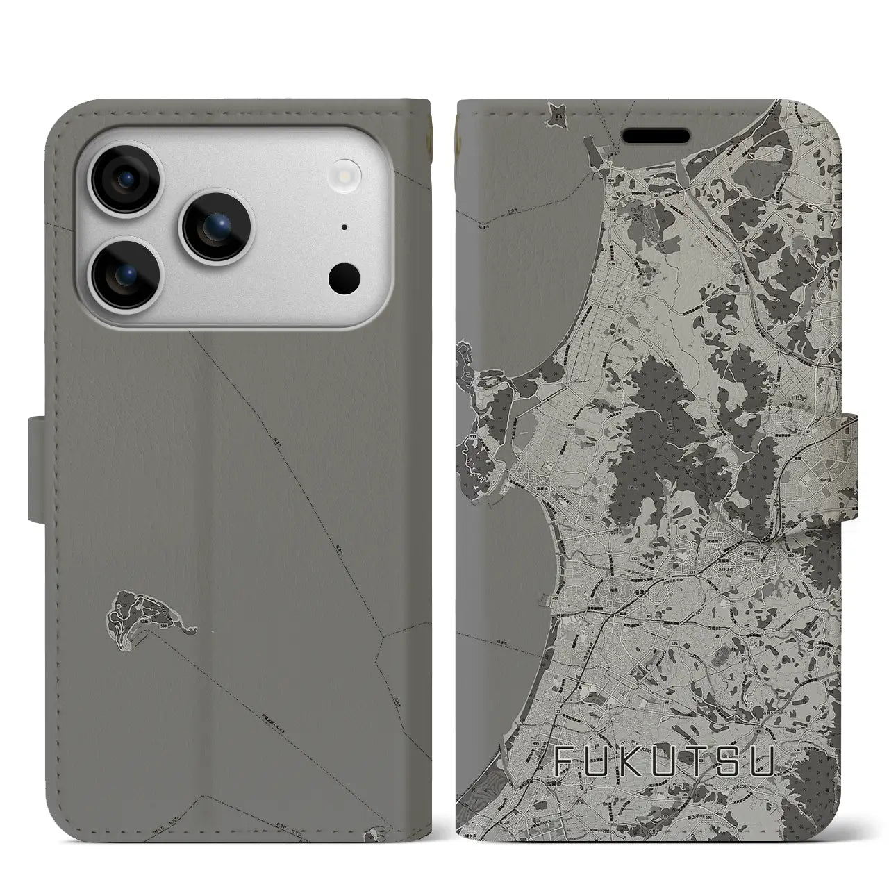 【福津(福岡県)】地図柄iPhoneケース(手帳タイプ)