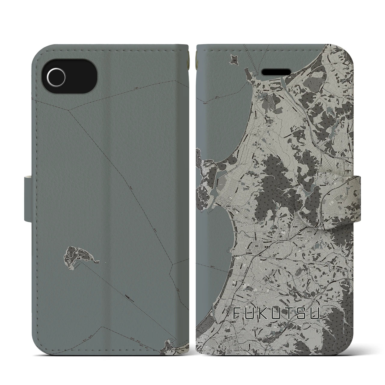 【福津(福岡県)】地図柄iPhoneケース(手帳タイプ)