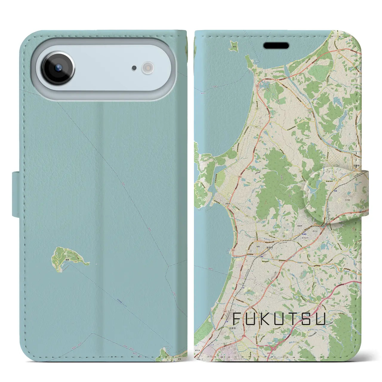 【福津(福岡県)】地図柄iPhoneケース(手帳タイプ)