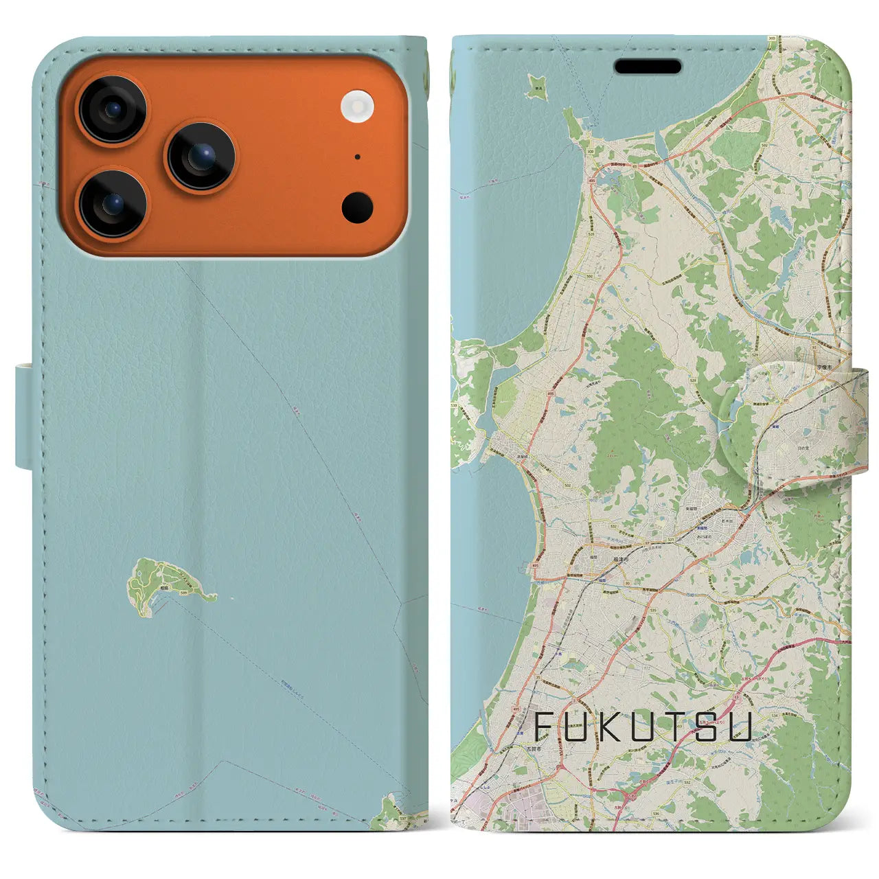 【福津(福岡県)】地図柄iPhoneケース(手帳タイプ)