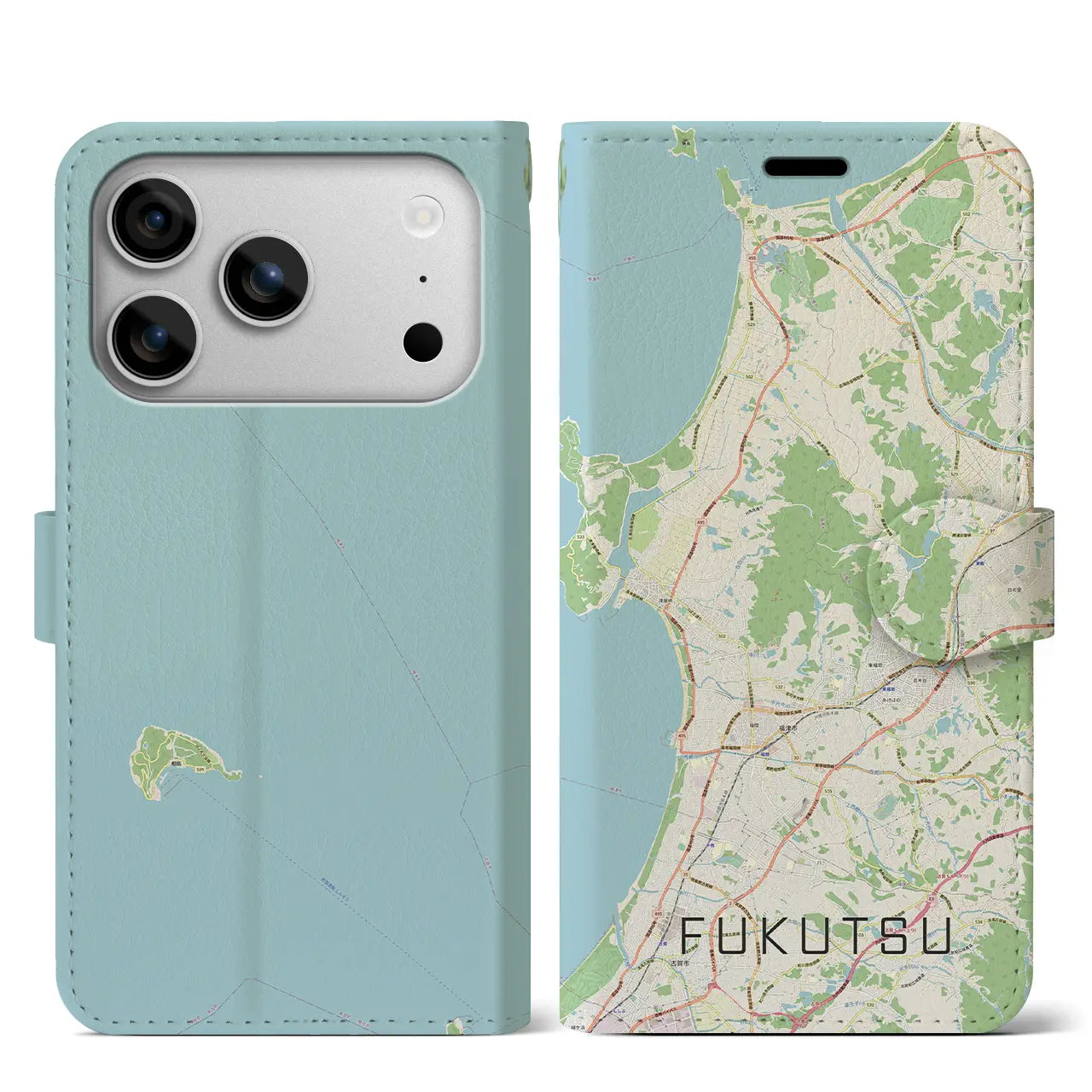 【福津(福岡県)】地図柄iPhoneケース(手帳タイプ)