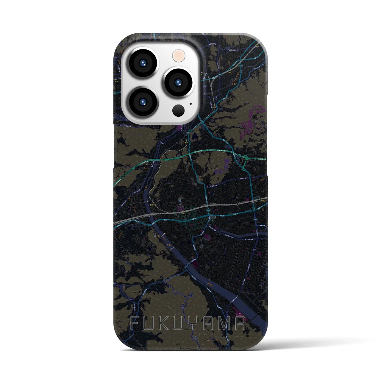 【福山(広島県)】地図柄iPhoneケース(バックカバータイプ)