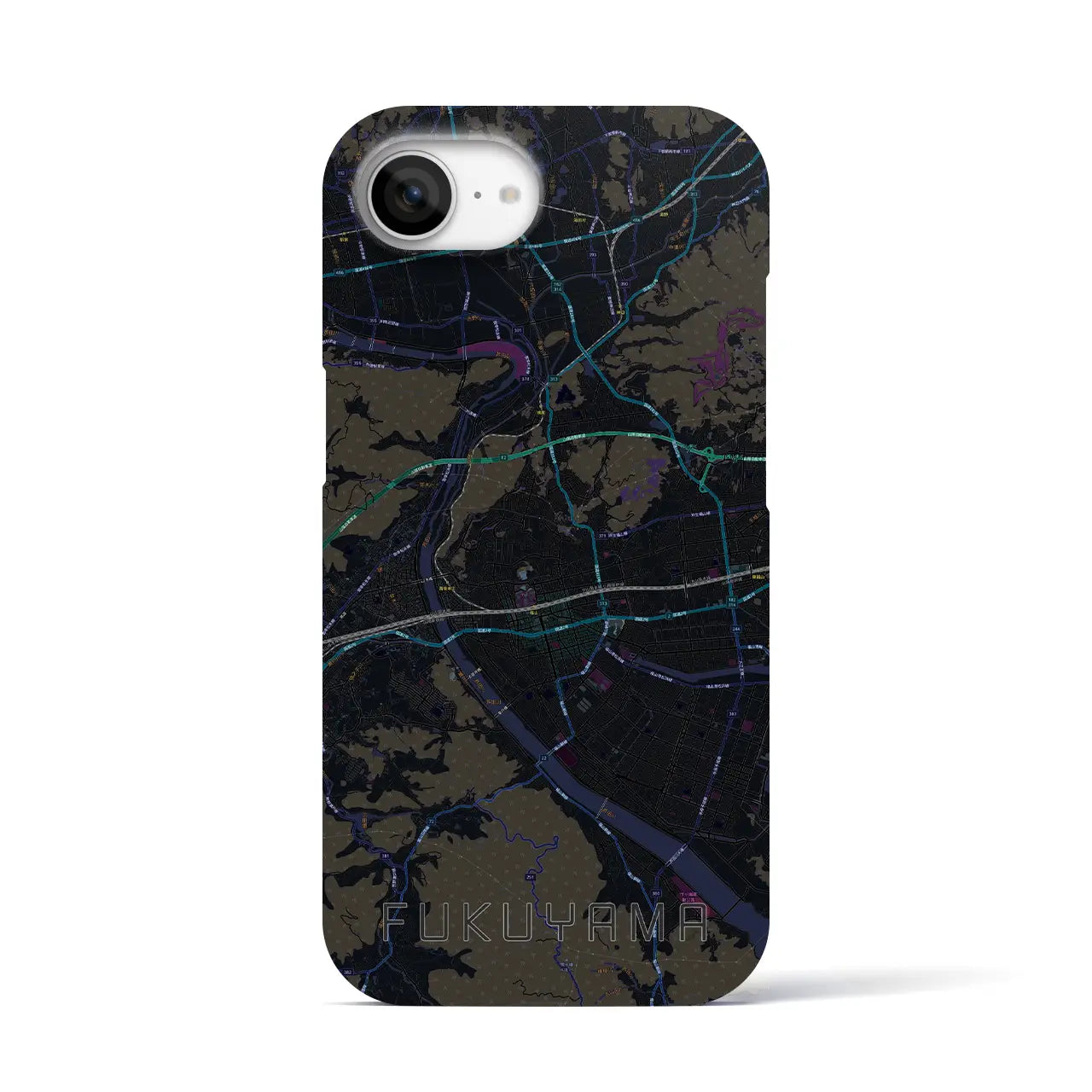 【福山(広島県)】地図柄iPhoneケース(バックカバータイプ)