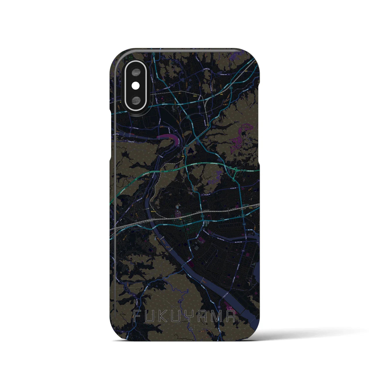 【福山(広島県)】地図柄iPhoneケース(バックカバータイプ)