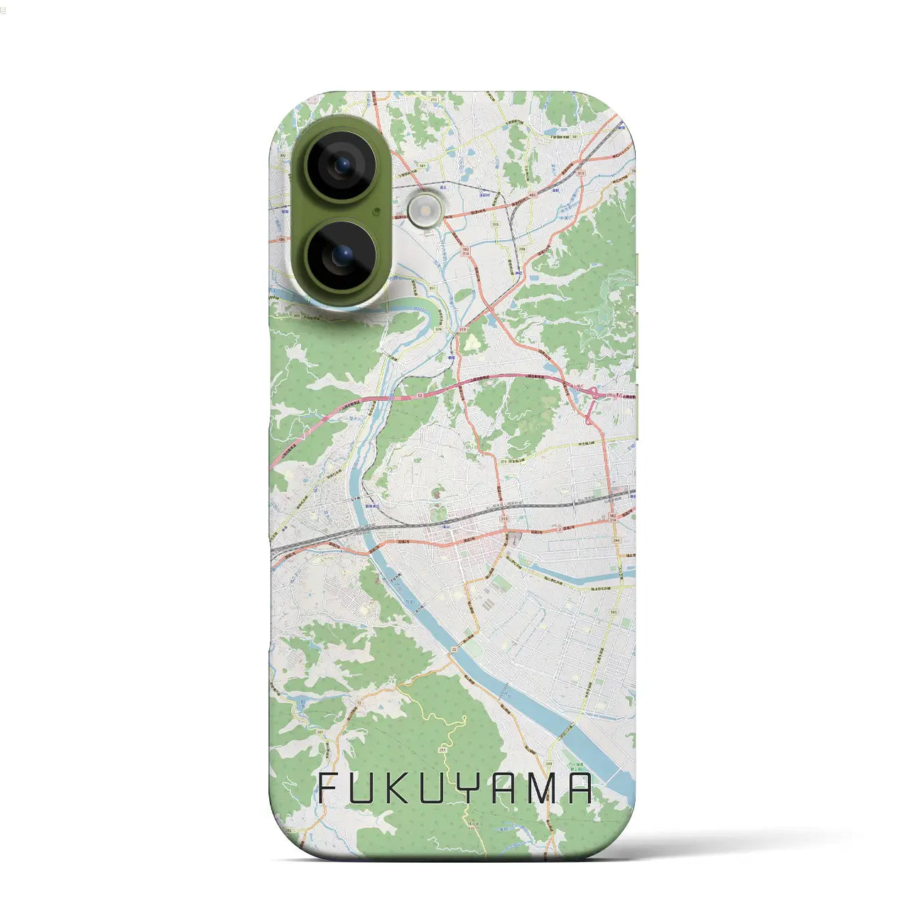 【福山(広島県)】地図柄iPhoneケース(バックカバータイプ)ブラック・iPhone 17 Pro Max 用