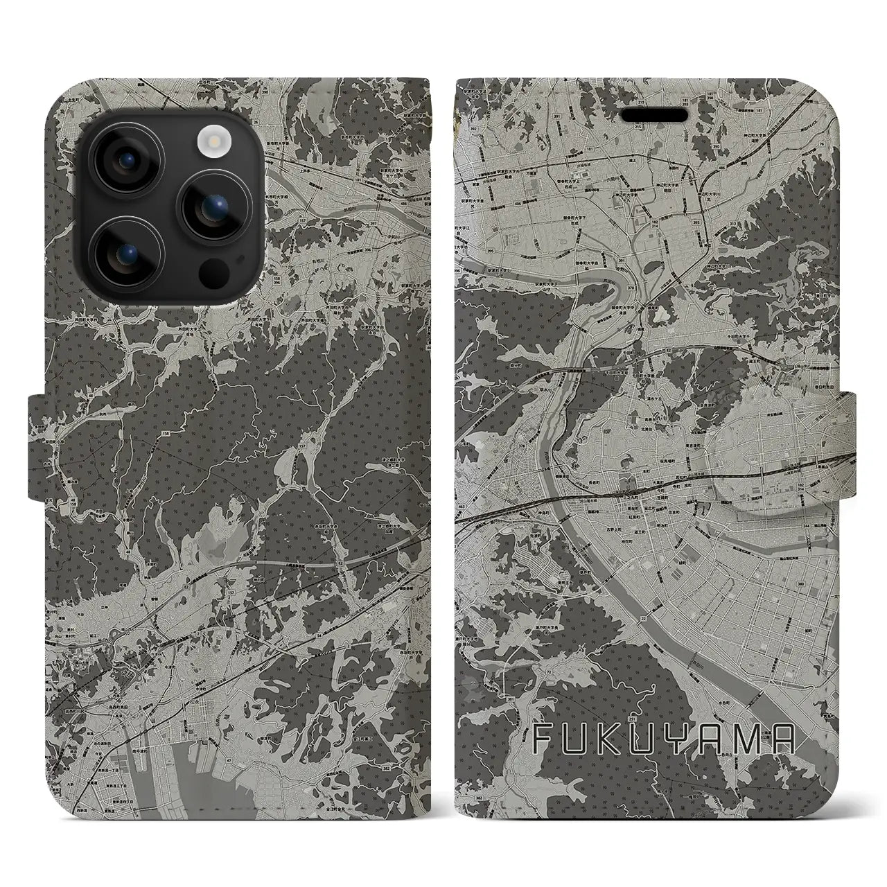 【福山(広島県)】地図柄iPhoneケース(手帳タイプ)