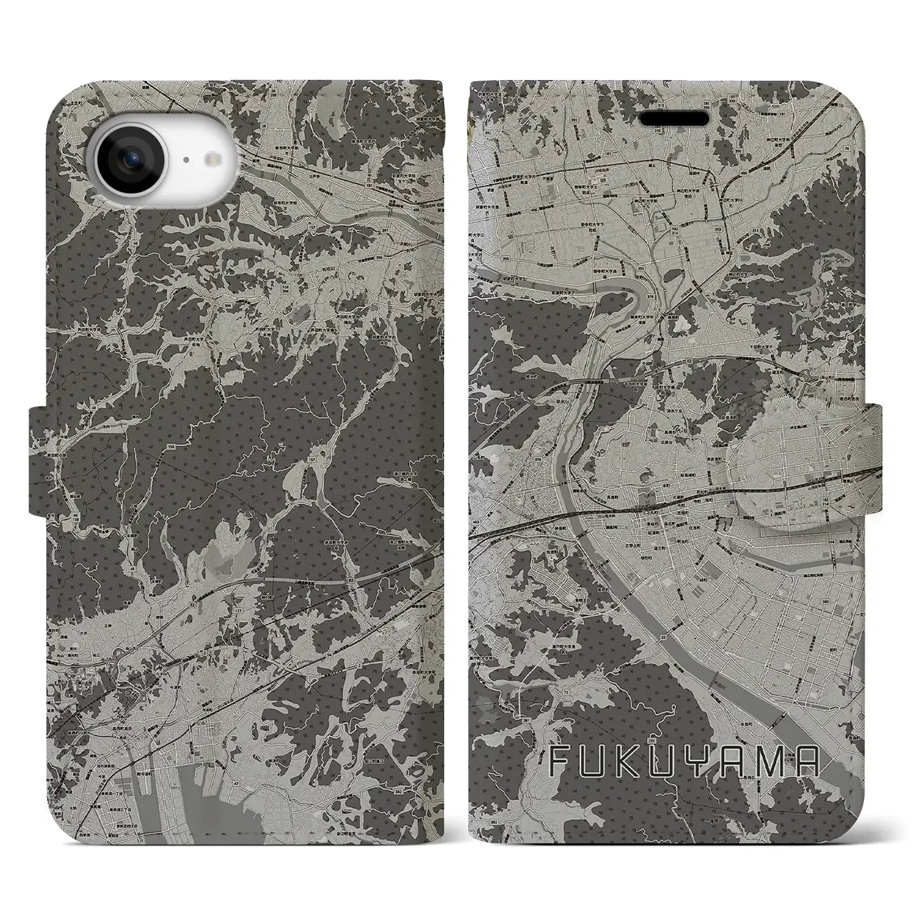 【福山(広島県)】地図柄iPhoneケース(手帳タイプ)