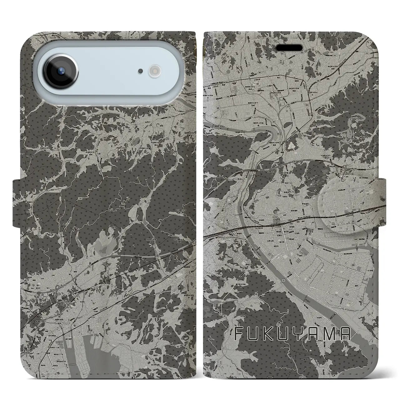 【福山(広島県)】地図柄iPhoneケース(手帳タイプ)