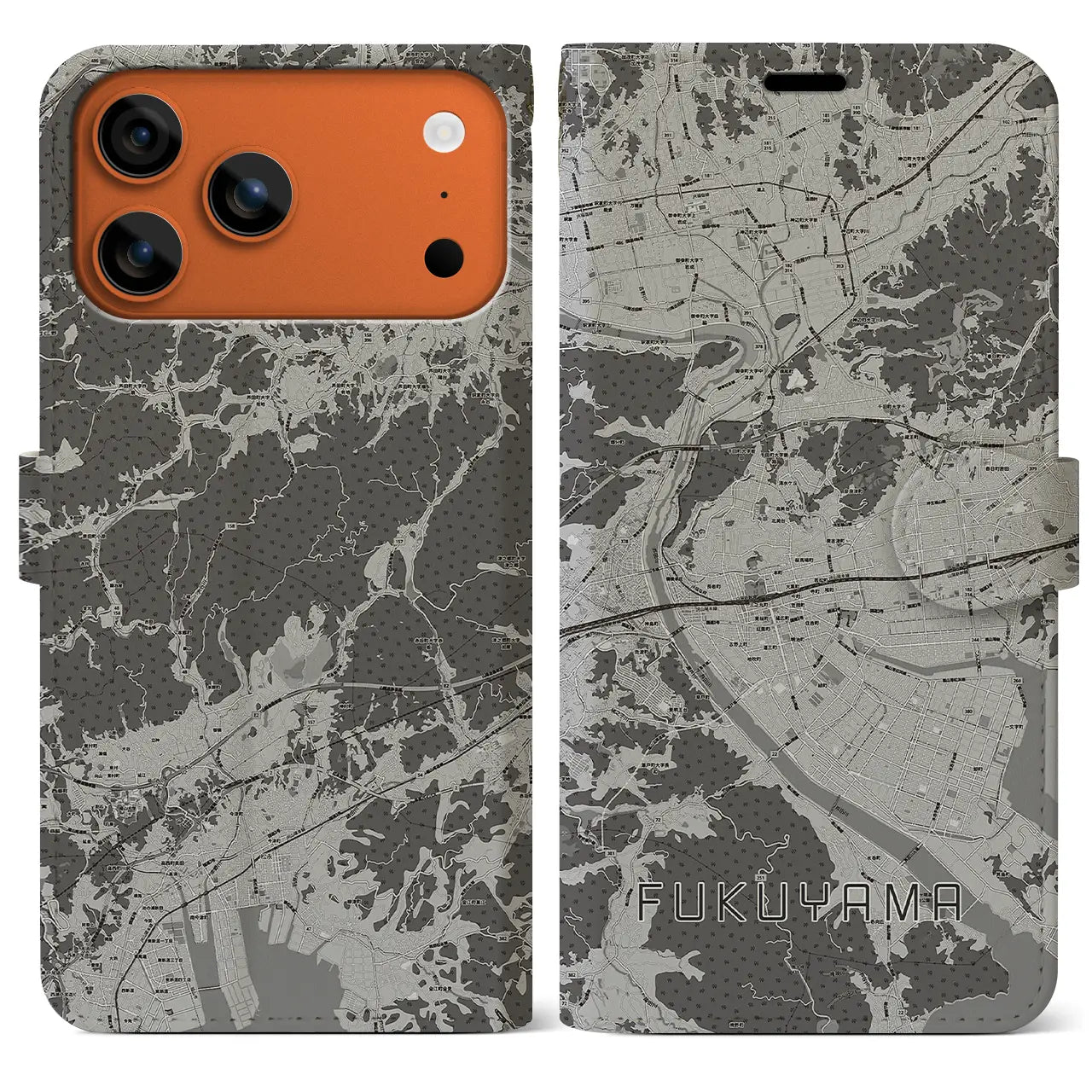 【福山(広島県)】地図柄iPhoneケース(手帳タイプ)