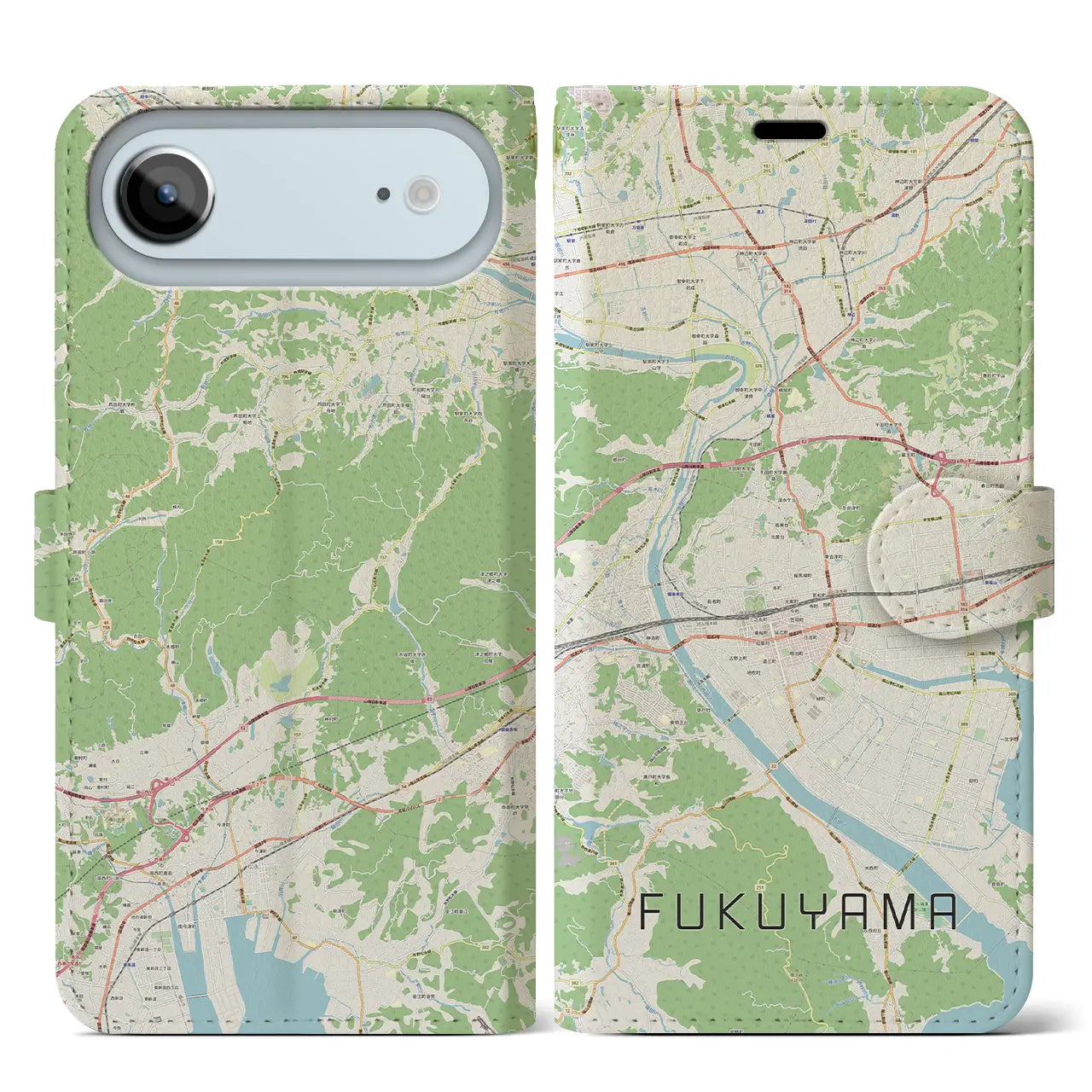【福山(広島県)】地図柄iPhoneケース(手帳タイプ)