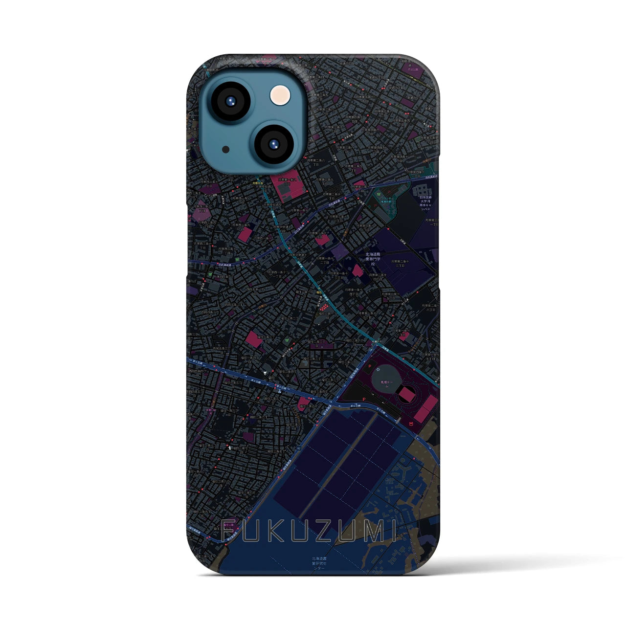 【福住(北海道)】地図柄iPhoneケース(バックカバータイプ)