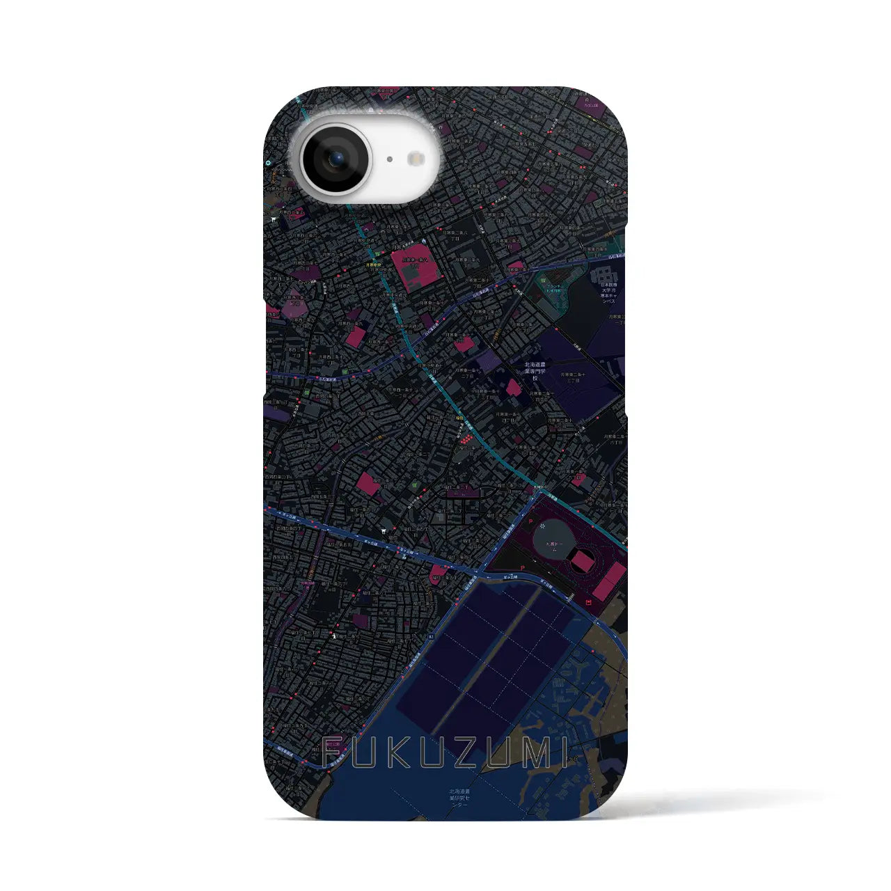 【福住(北海道)】地図柄iPhoneケース(バックカバータイプ)