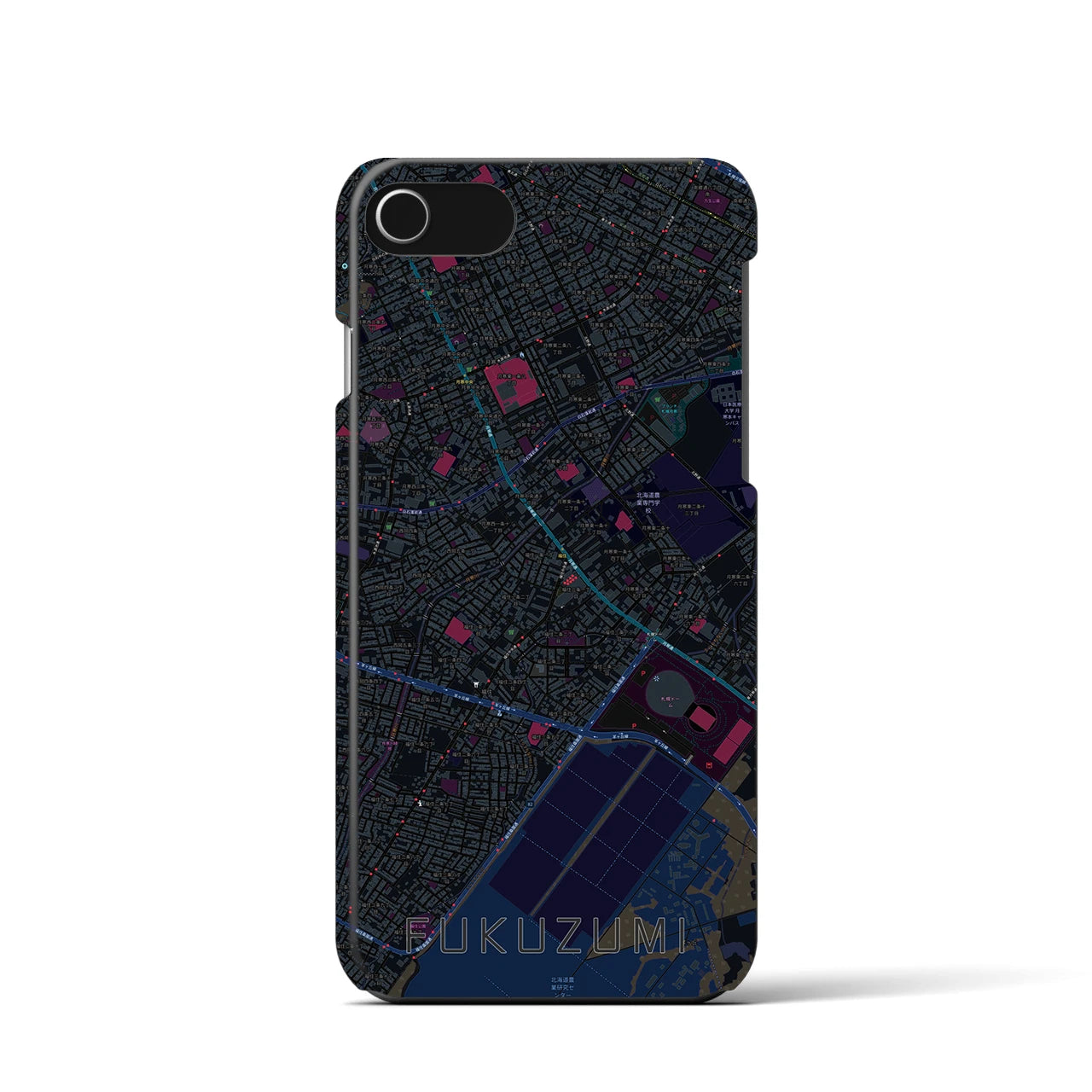 【福住(北海道)】地図柄iPhoneケース(バックカバータイプ)