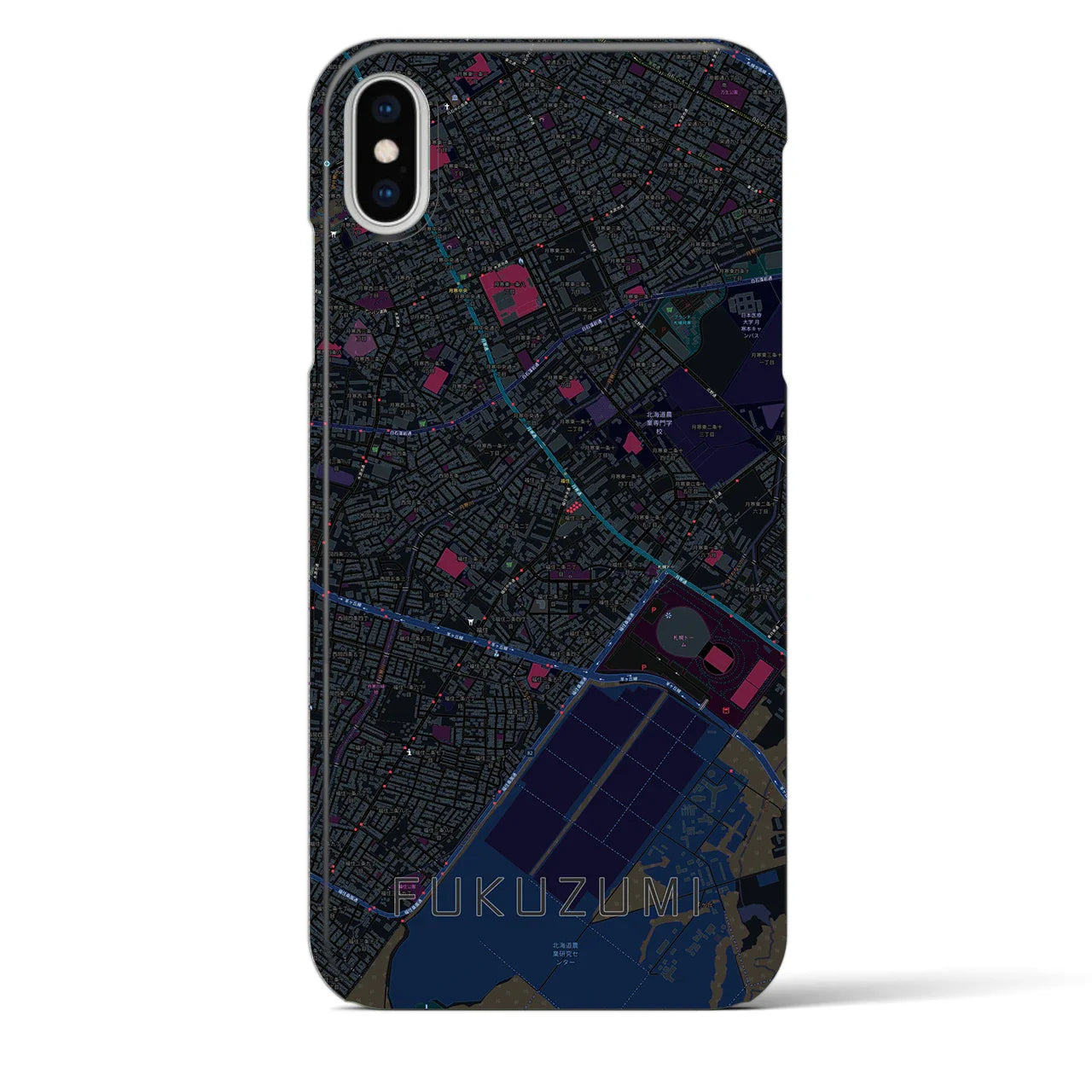 【福住(北海道)】地図柄iPhoneケース(バックカバータイプ)