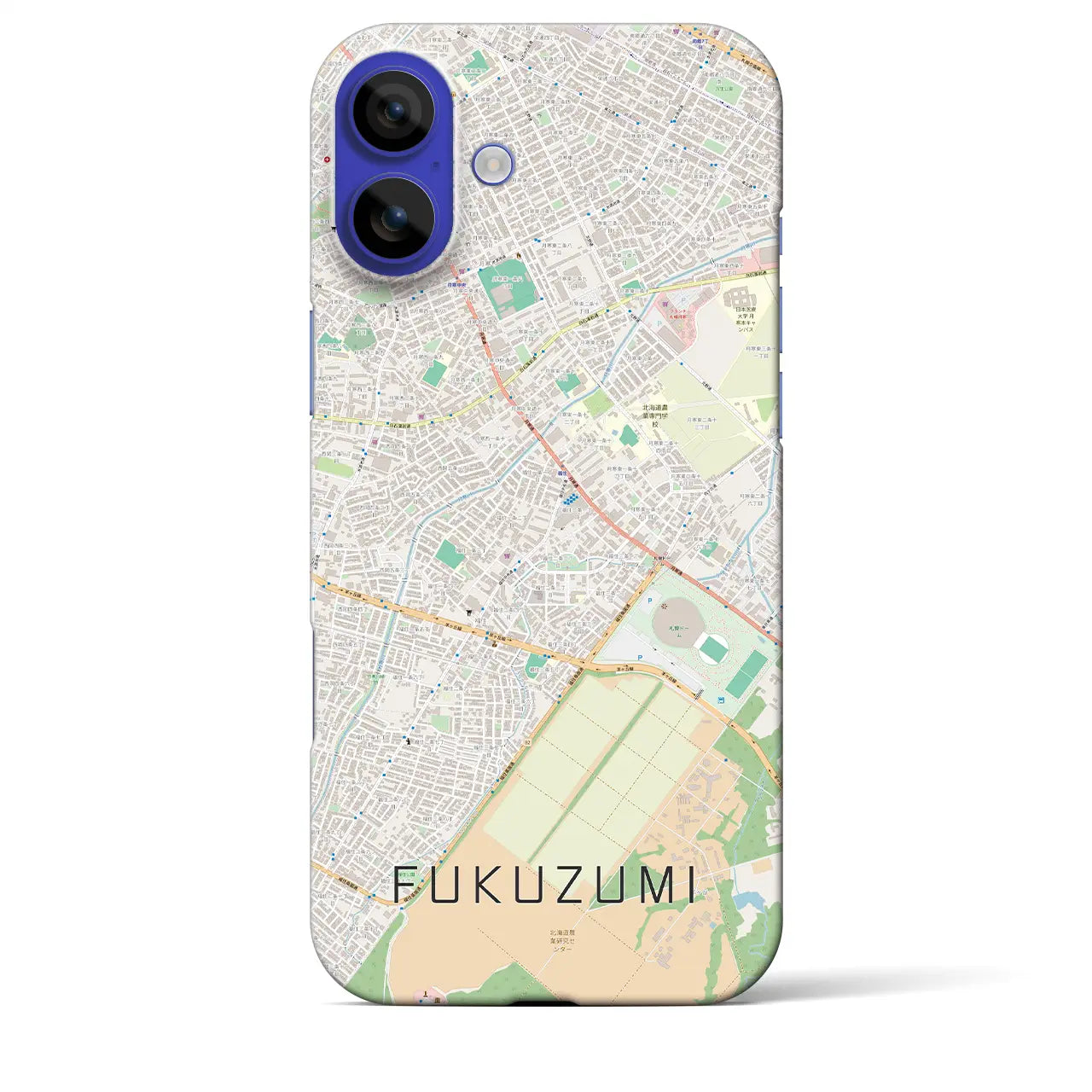 【福住(北海道)】地図柄iPhoneケース(バックカバータイプ)ブラック・iPhone 16 Pro Max 用