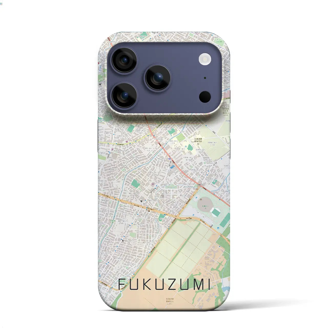 【福住(北海道)】地図柄iPhoneケース(バックカバータイプ)ブラック・iPhone 17 Pro Max 用