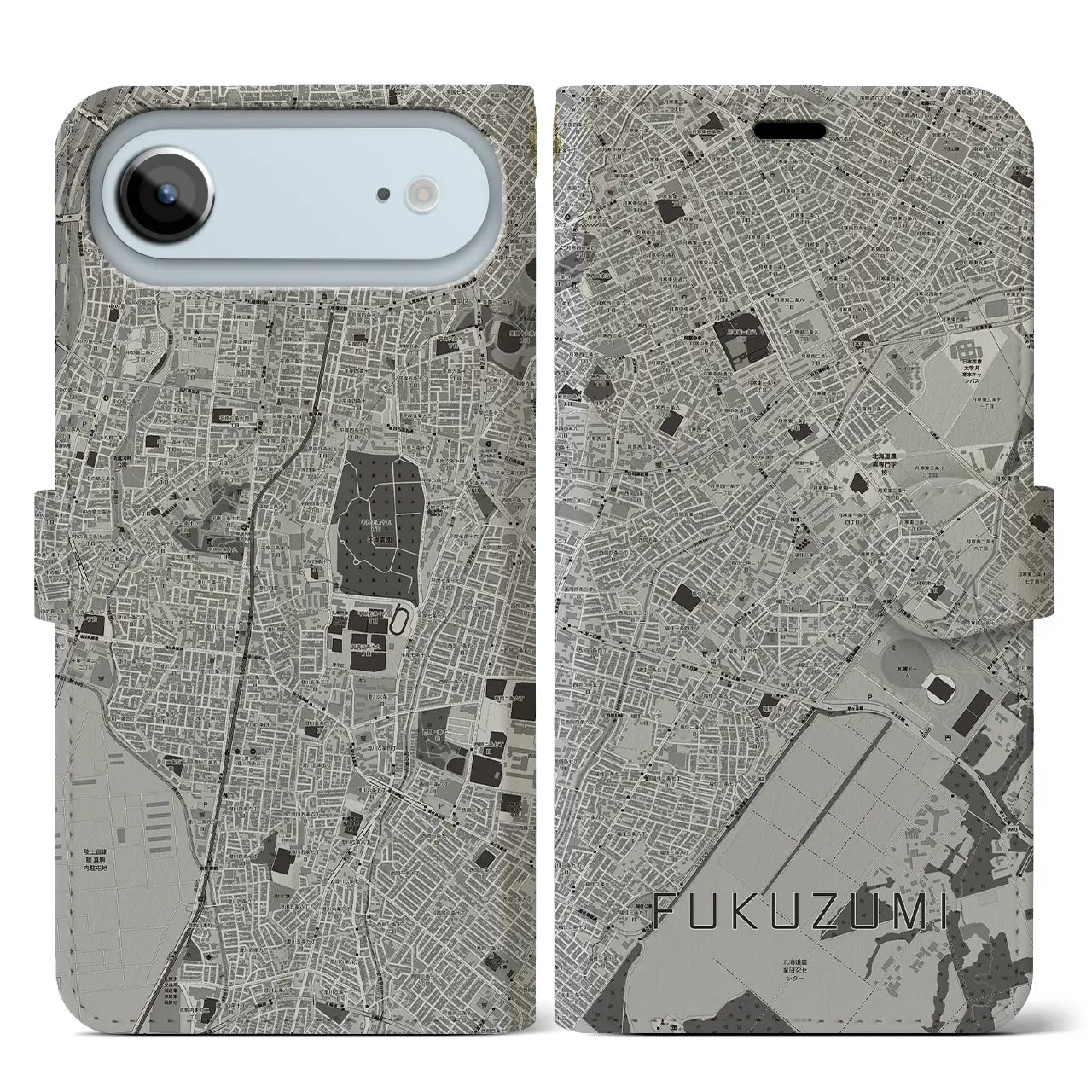 【福住(北海道)】地図柄iPhoneケース(手帳タイプ)