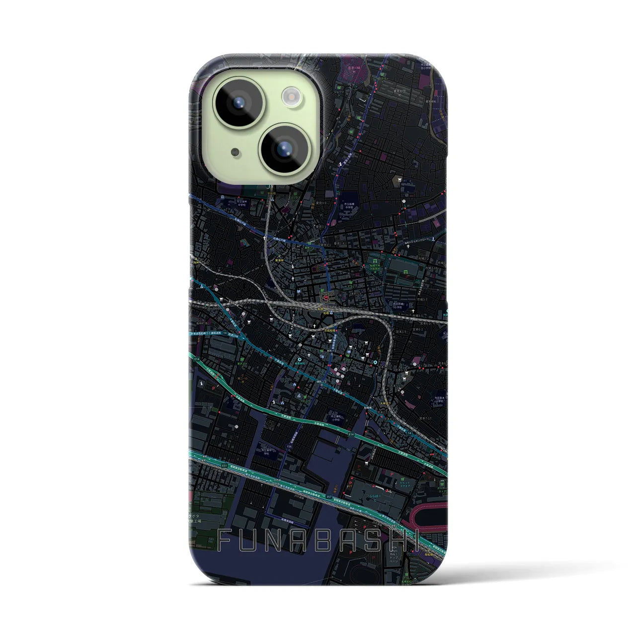 【船橋(千葉県)】地図柄iPhoneケース(バックカバータイプ)