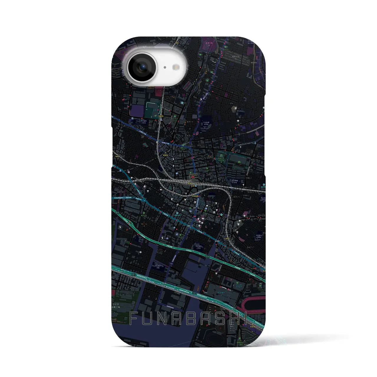 【船橋(千葉県)】地図柄iPhoneケース(バックカバータイプ)