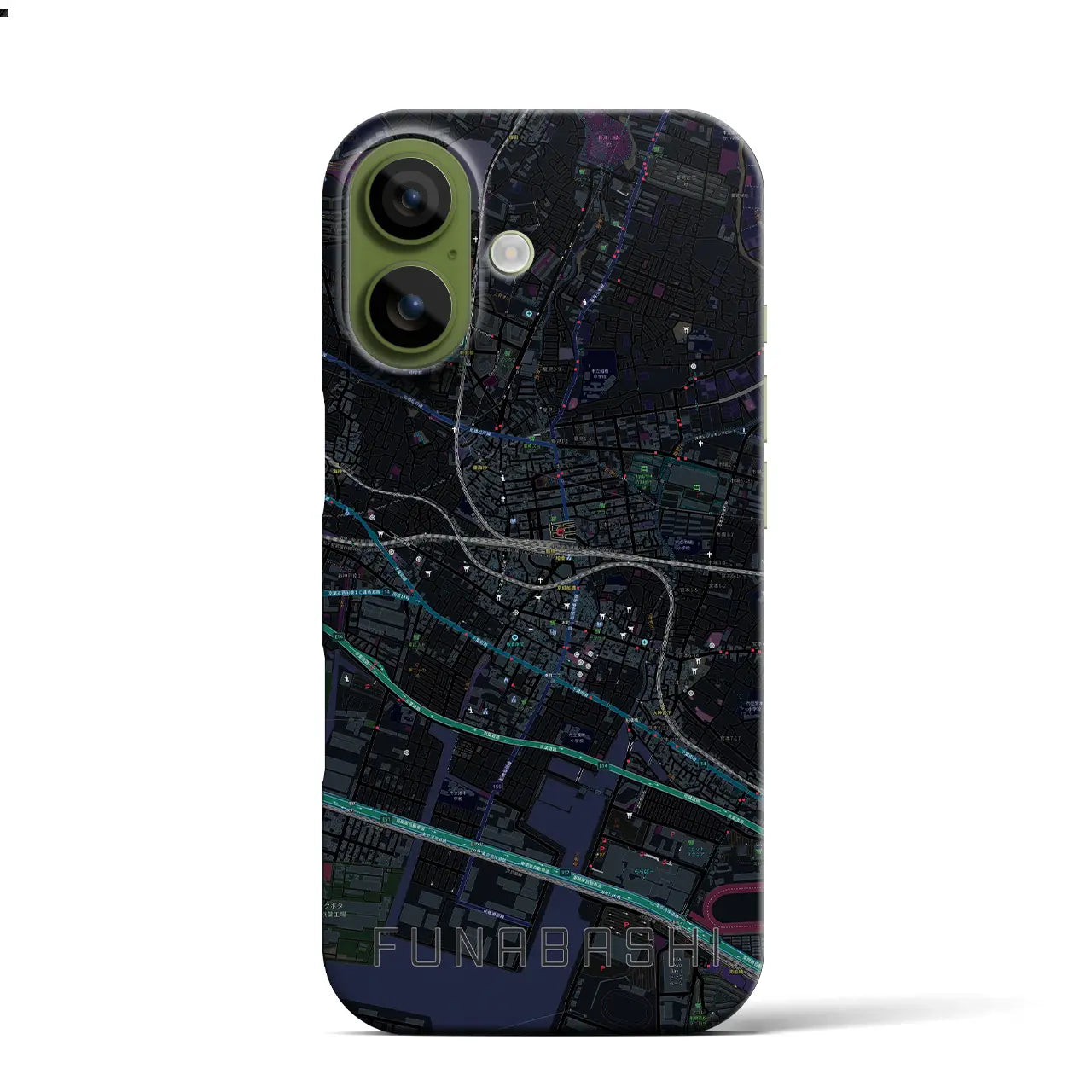 【船橋(千葉県)】地図柄iPhoneケース(バックカバータイプ)