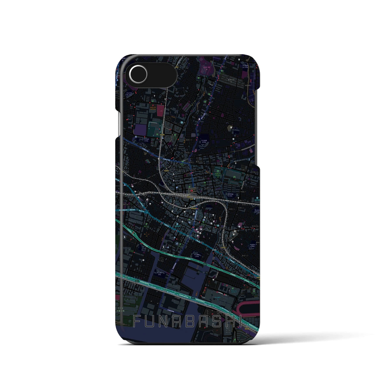 【船橋(千葉県)】地図柄iPhoneケース(バックカバータイプ)