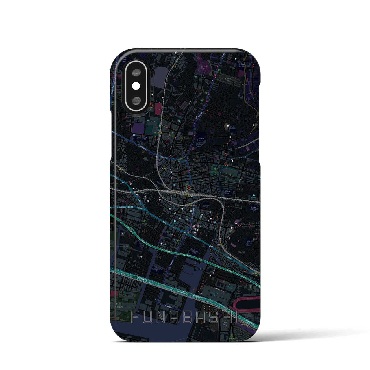 【船橋(千葉県)】地図柄iPhoneケース(バックカバータイプ)