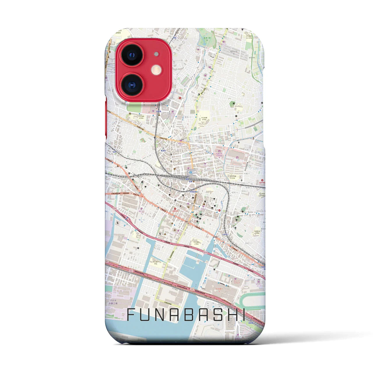 【船橋(千葉県)】地図柄iPhoneケース(バックカバータイプ)