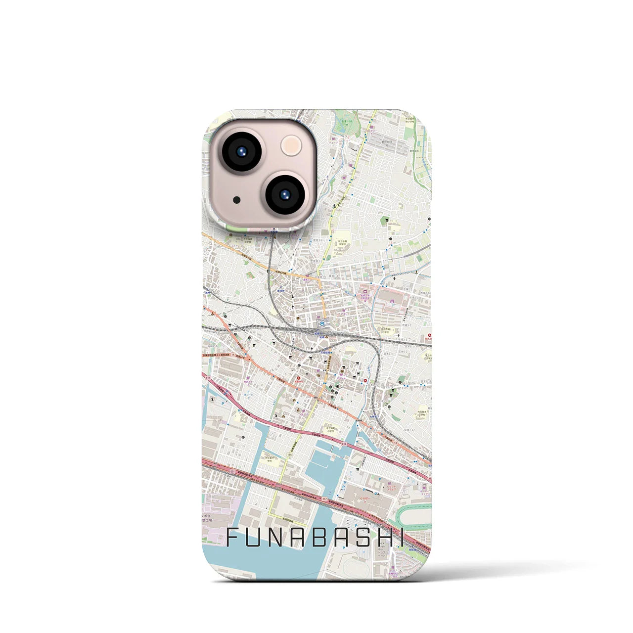 【船橋(千葉県)】地図柄iPhoneケース(バックカバータイプ)
