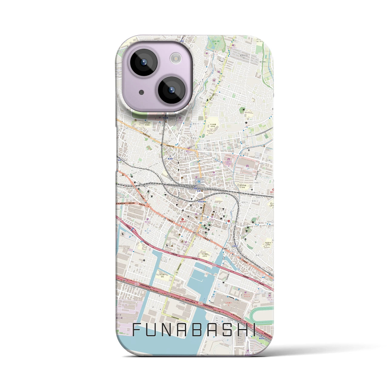 【船橋(千葉県)】地図柄iPhoneケース(バックカバータイプ)