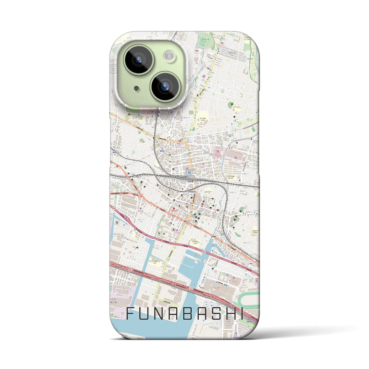【船橋(千葉県)】地図柄iPhoneケース(バックカバータイプ)