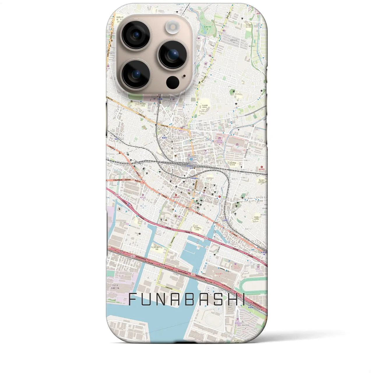 【船橋(千葉県)】地図柄iPhoneケース(バックカバータイプ)