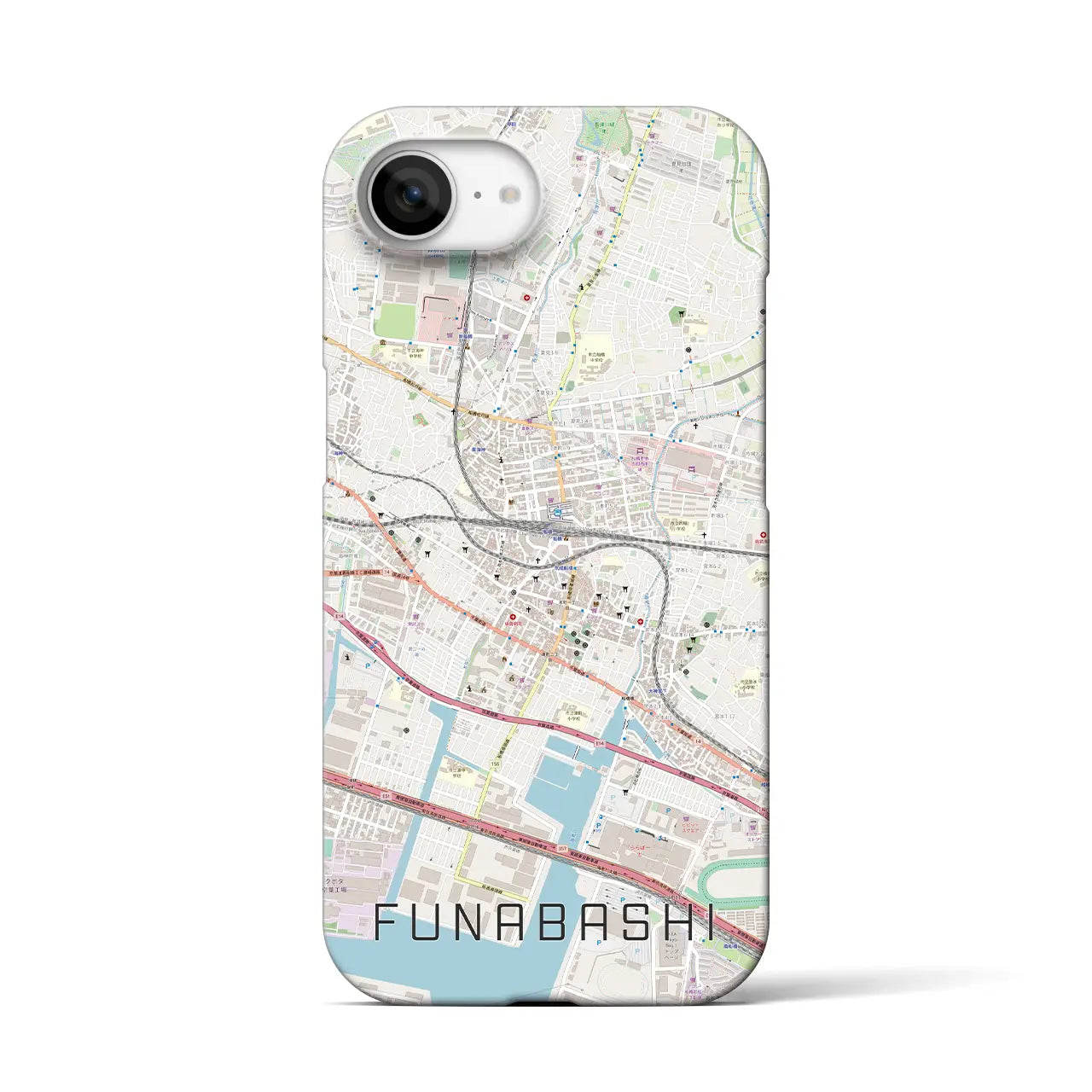 【船橋(千葉県)】地図柄iPhoneケース(バックカバータイプ)