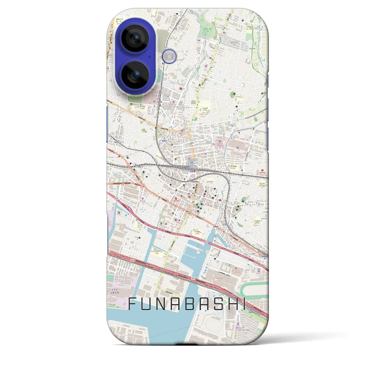 【船橋(千葉県)】地図柄iPhoneケース(バックカバータイプ)ブラック・iPhone 16 Pro Max 用
