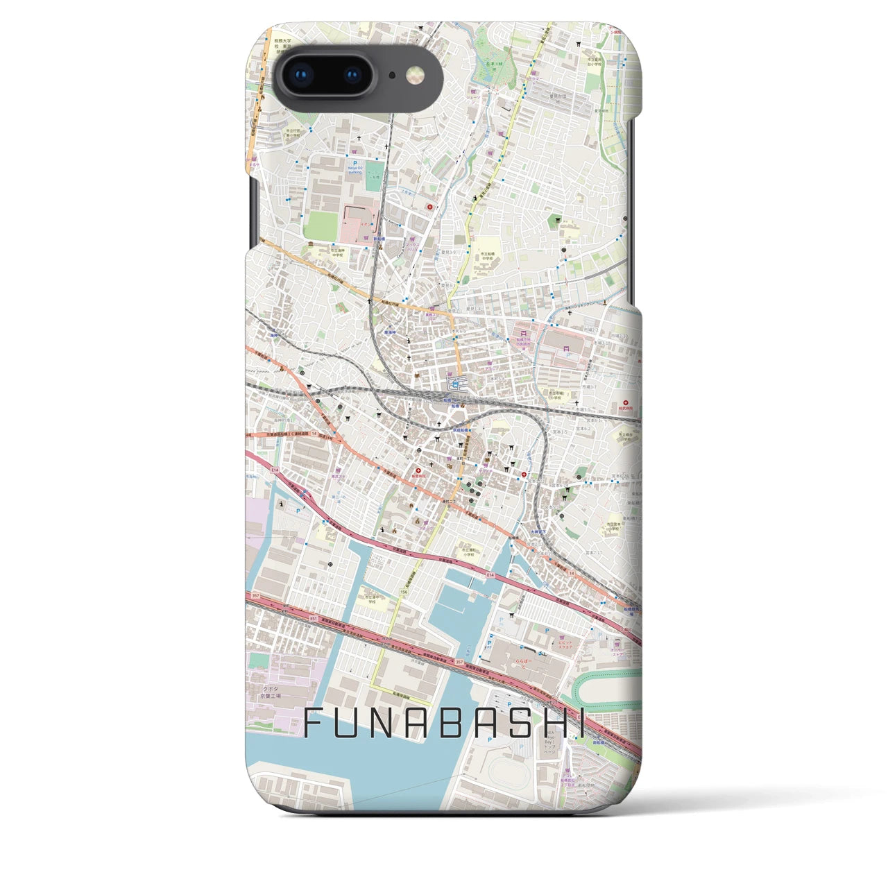 【船橋(千葉県)】地図柄iPhoneケース(バックカバータイプ)