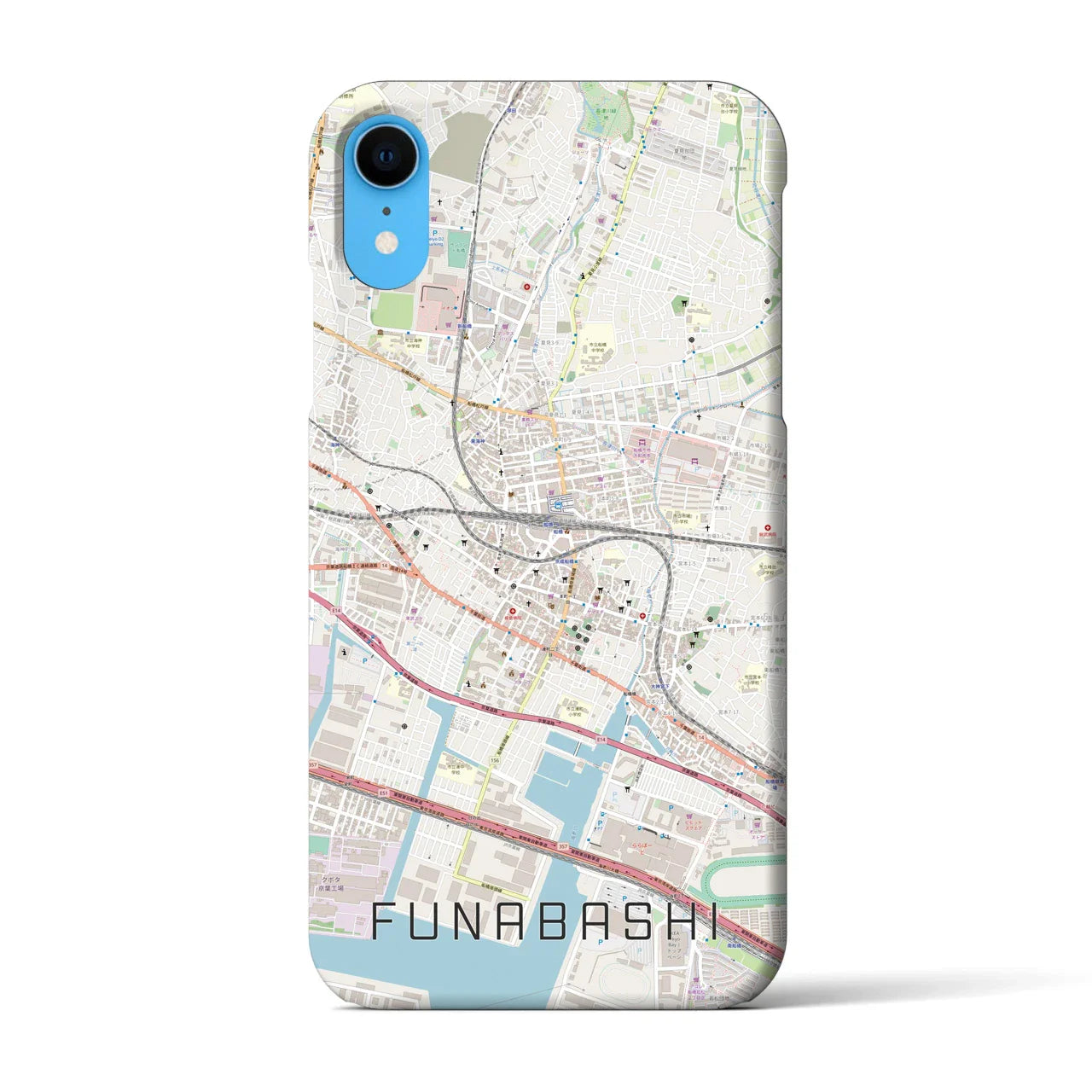 【船橋(千葉県)】地図柄iPhoneケース(バックカバータイプ)