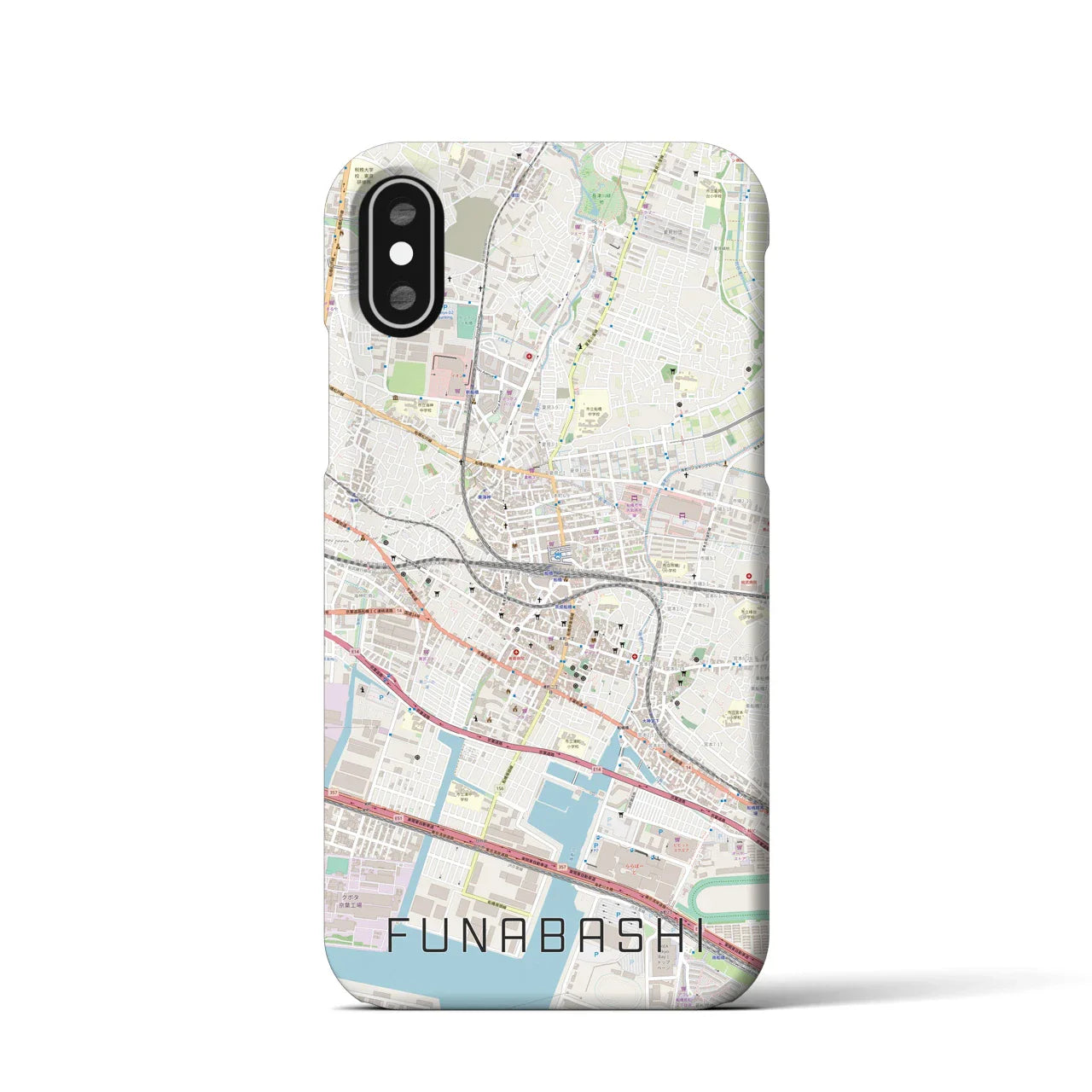 【船橋(千葉県)】地図柄iPhoneケース(バックカバータイプ)