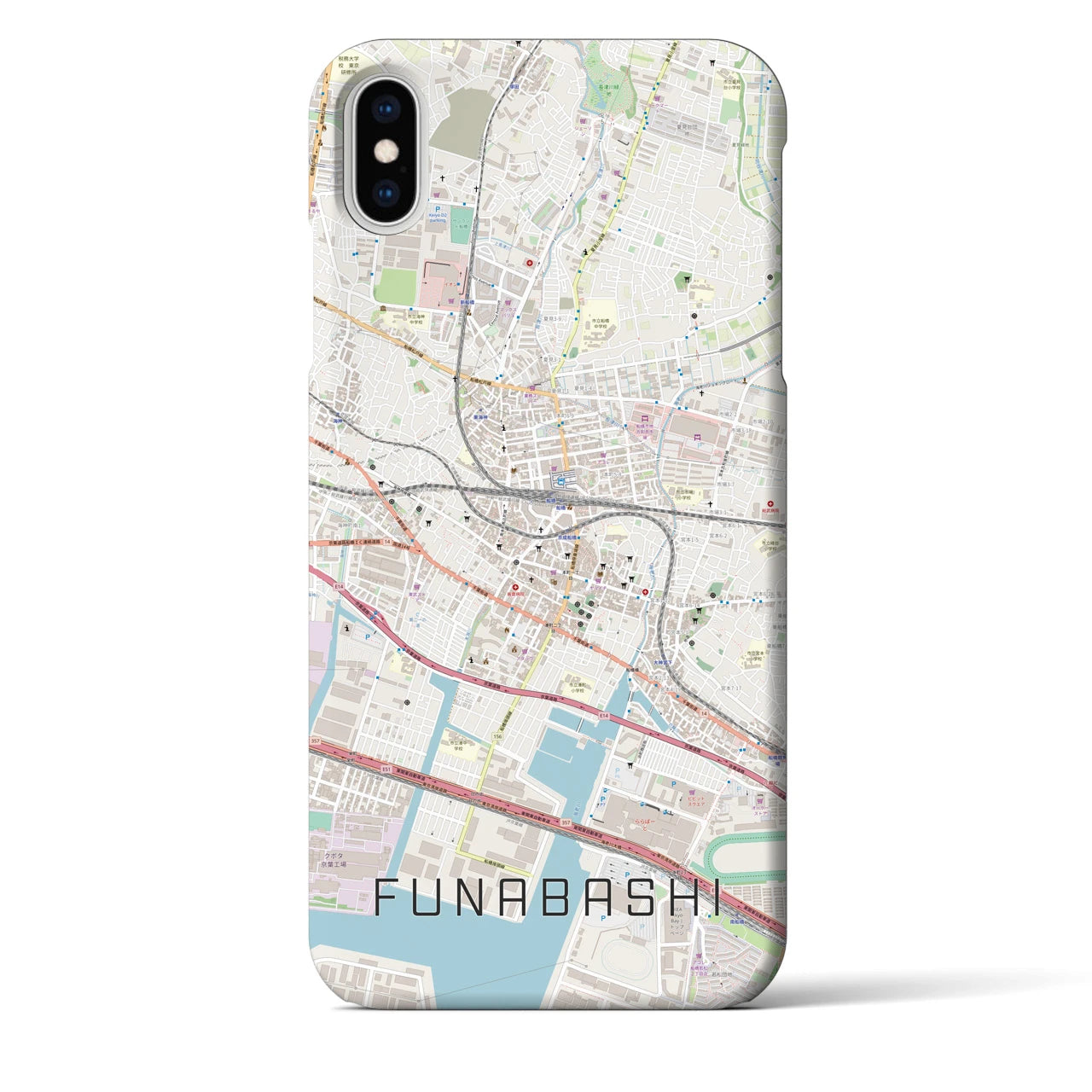 【船橋(千葉県)】地図柄iPhoneケース(バックカバータイプ)