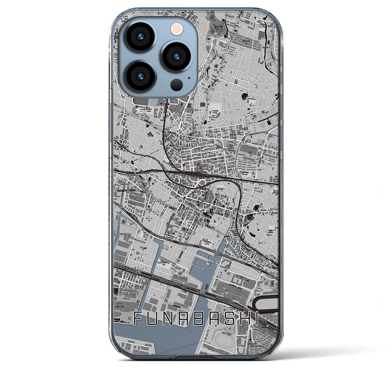 【船橋(千葉県)】地図柄iPhoneケース(クリアタイプ)