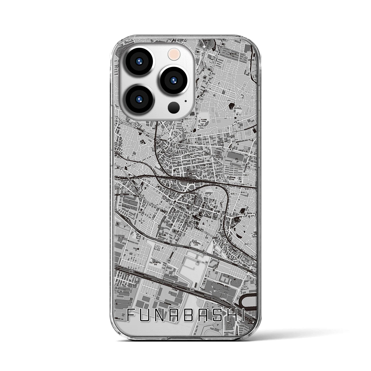 【船橋(千葉県)】地図柄iPhoneケース(クリアタイプ)