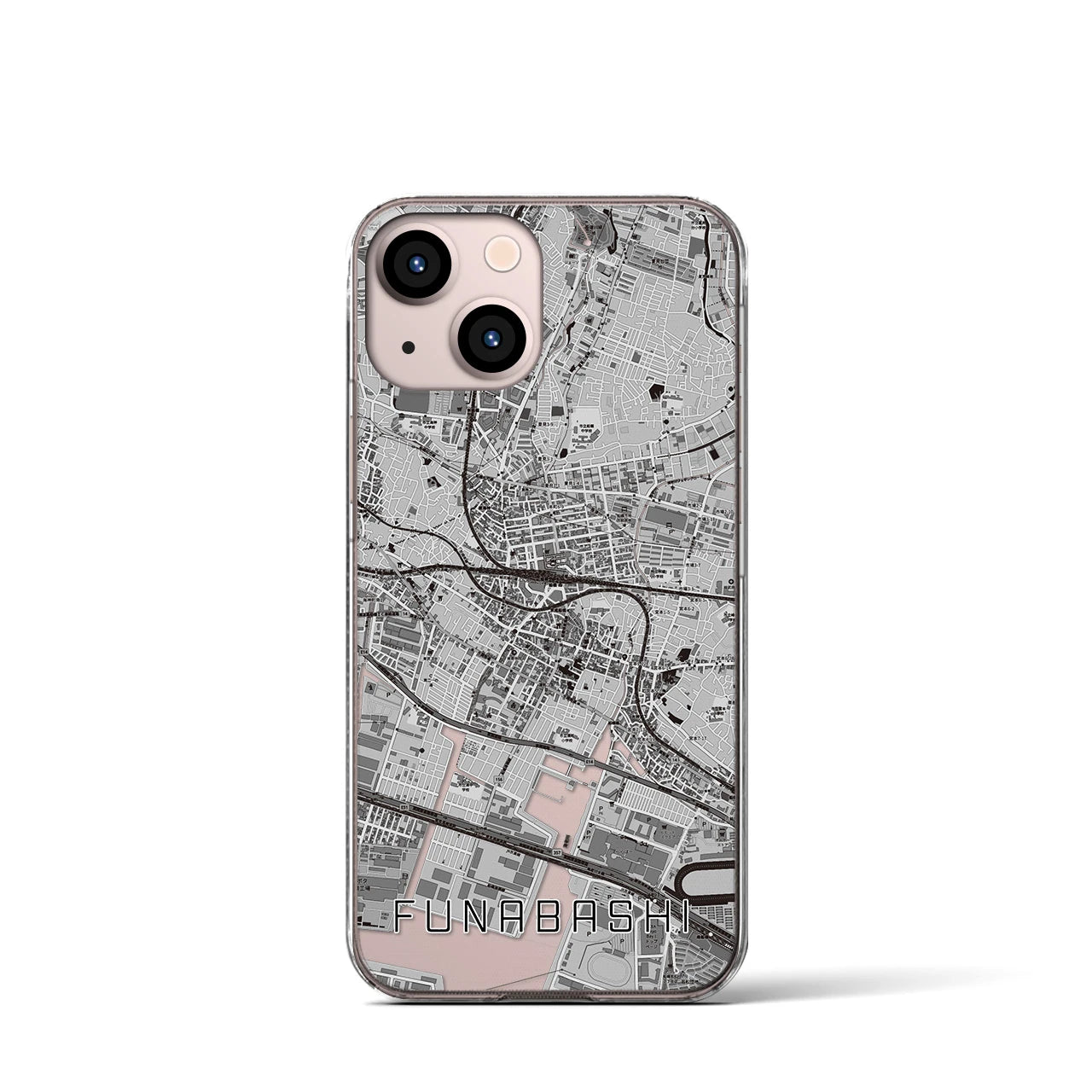 【船橋(千葉県)】地図柄iPhoneケース(クリアタイプ)