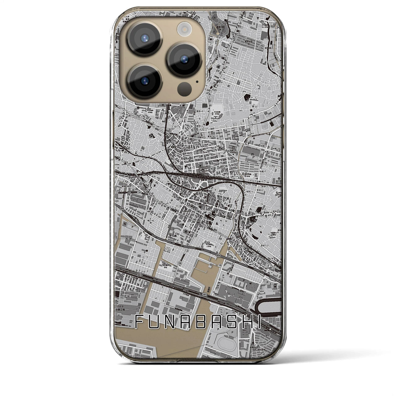 【船橋(千葉県)】地図柄iPhoneケース(クリアタイプ)