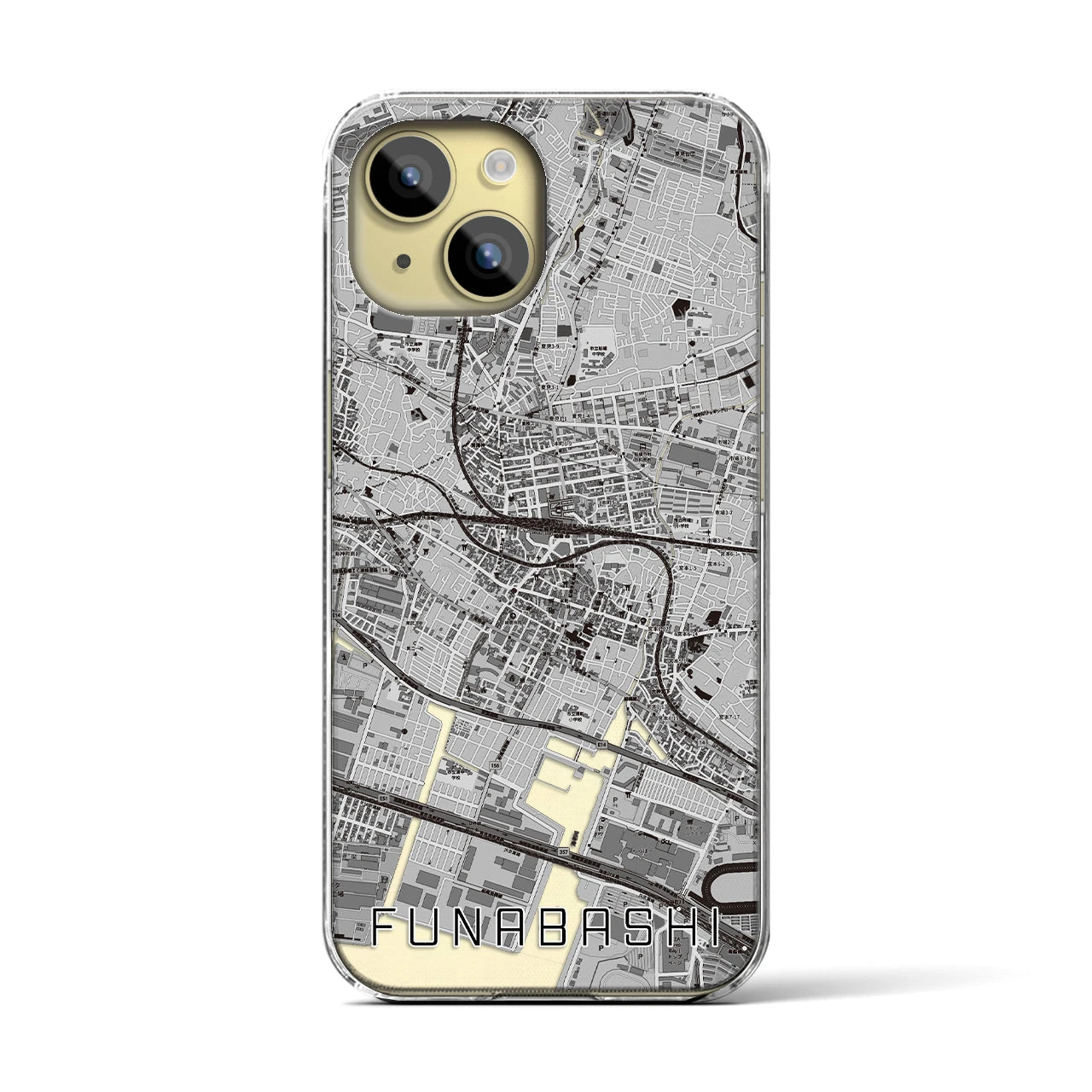 【船橋(千葉県)】地図柄iPhoneケース(クリアタイプ)
