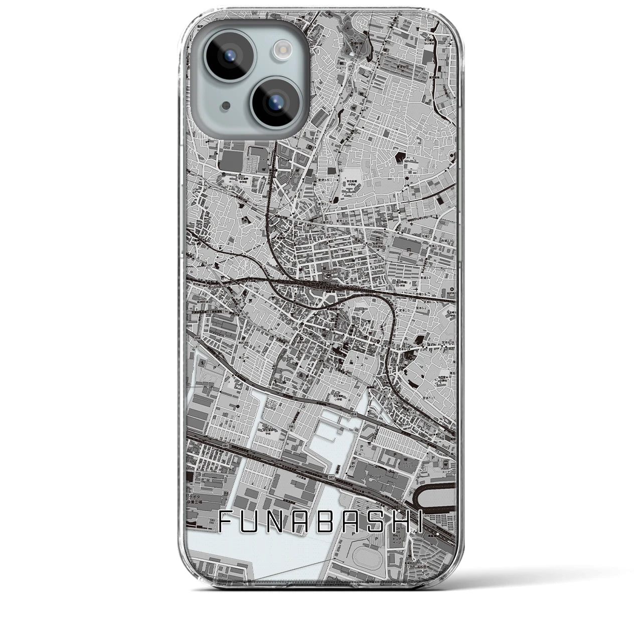 【船橋(千葉県)】地図柄iPhoneケース(クリアタイプ)
