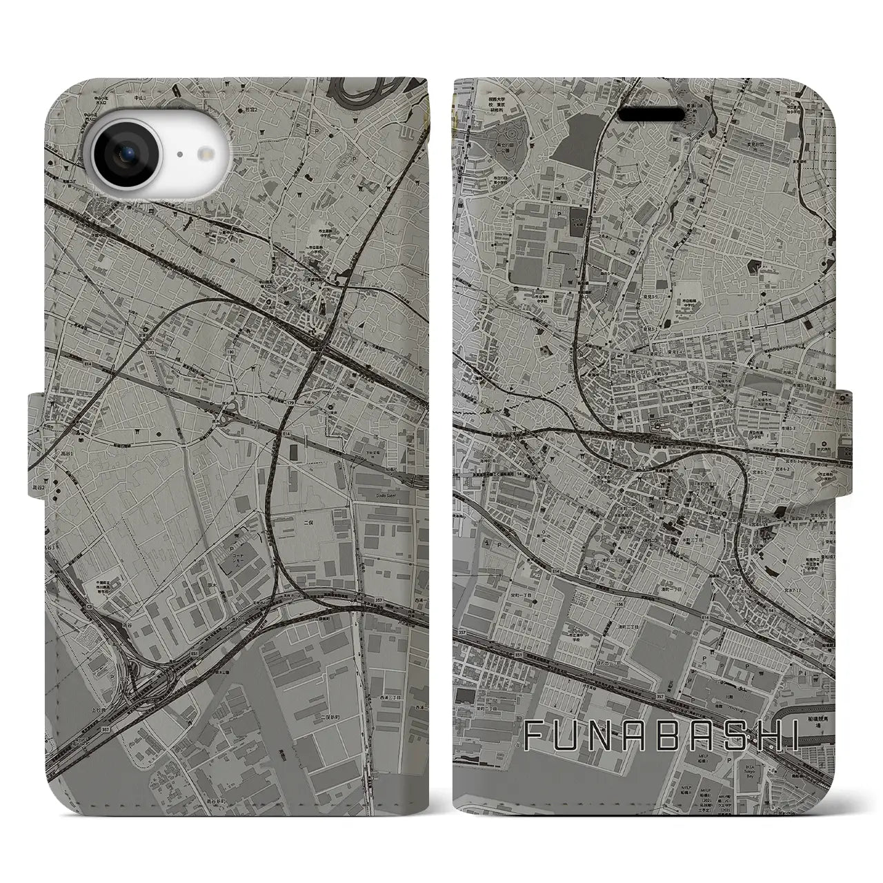 【船橋(千葉県)】地図柄iPhoneケース(手帳タイプ)