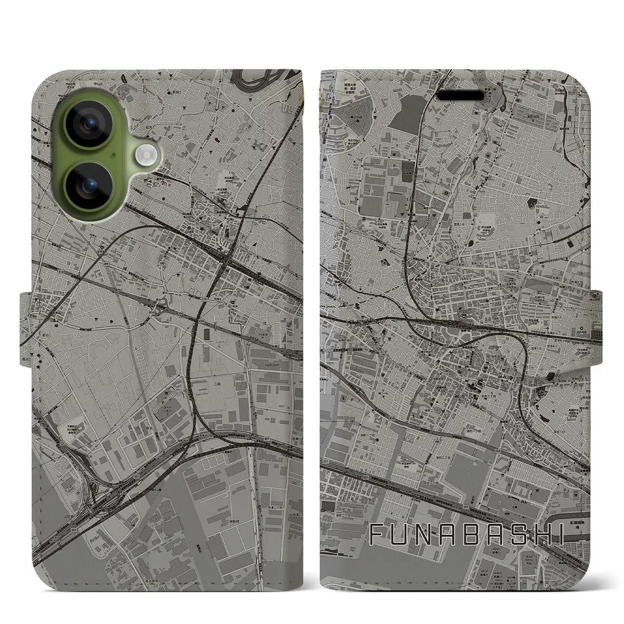 【船橋(千葉県)】地図柄iPhoneケース(手帳タイプ)