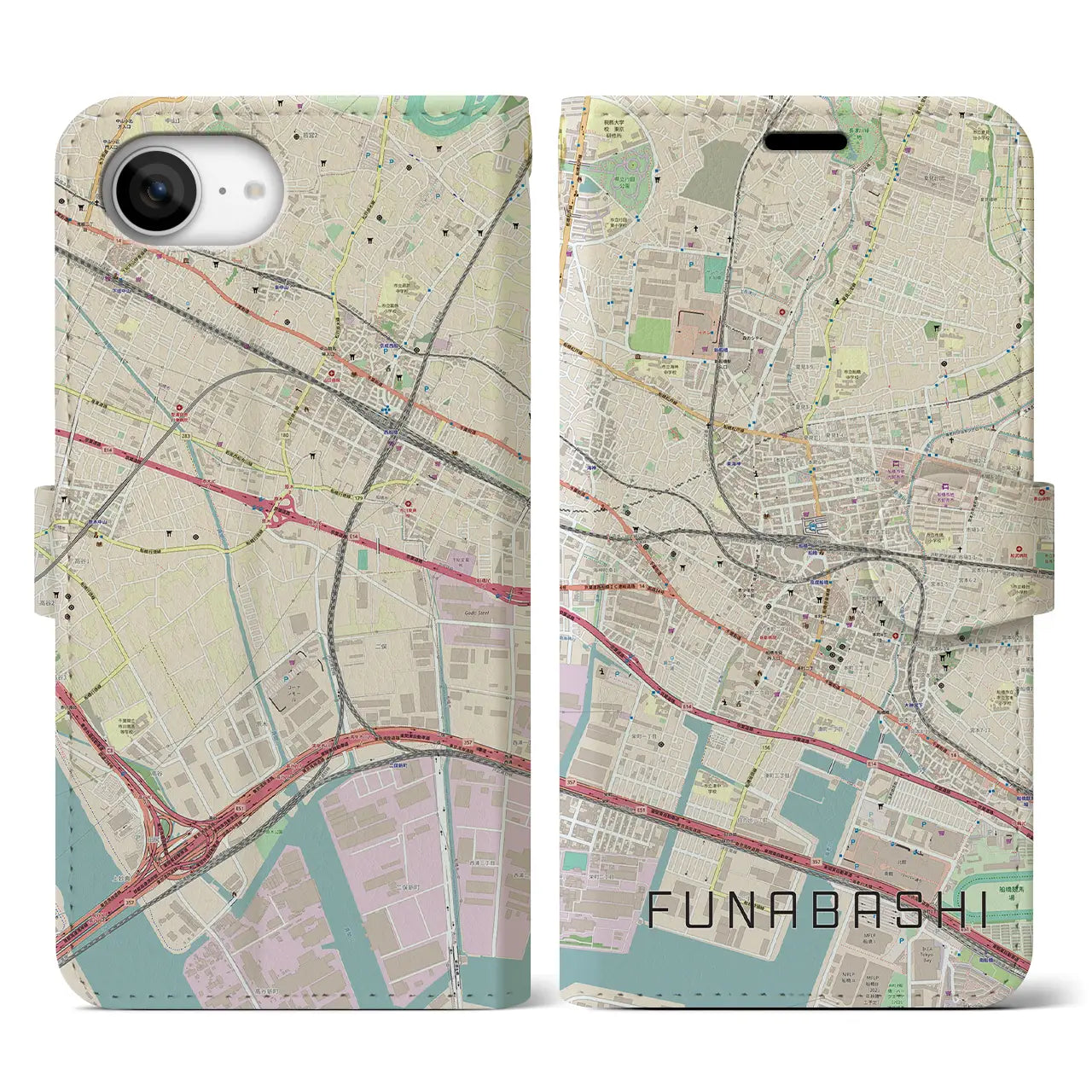【船橋(千葉県)】地図柄iPhoneケース(手帳タイプ)