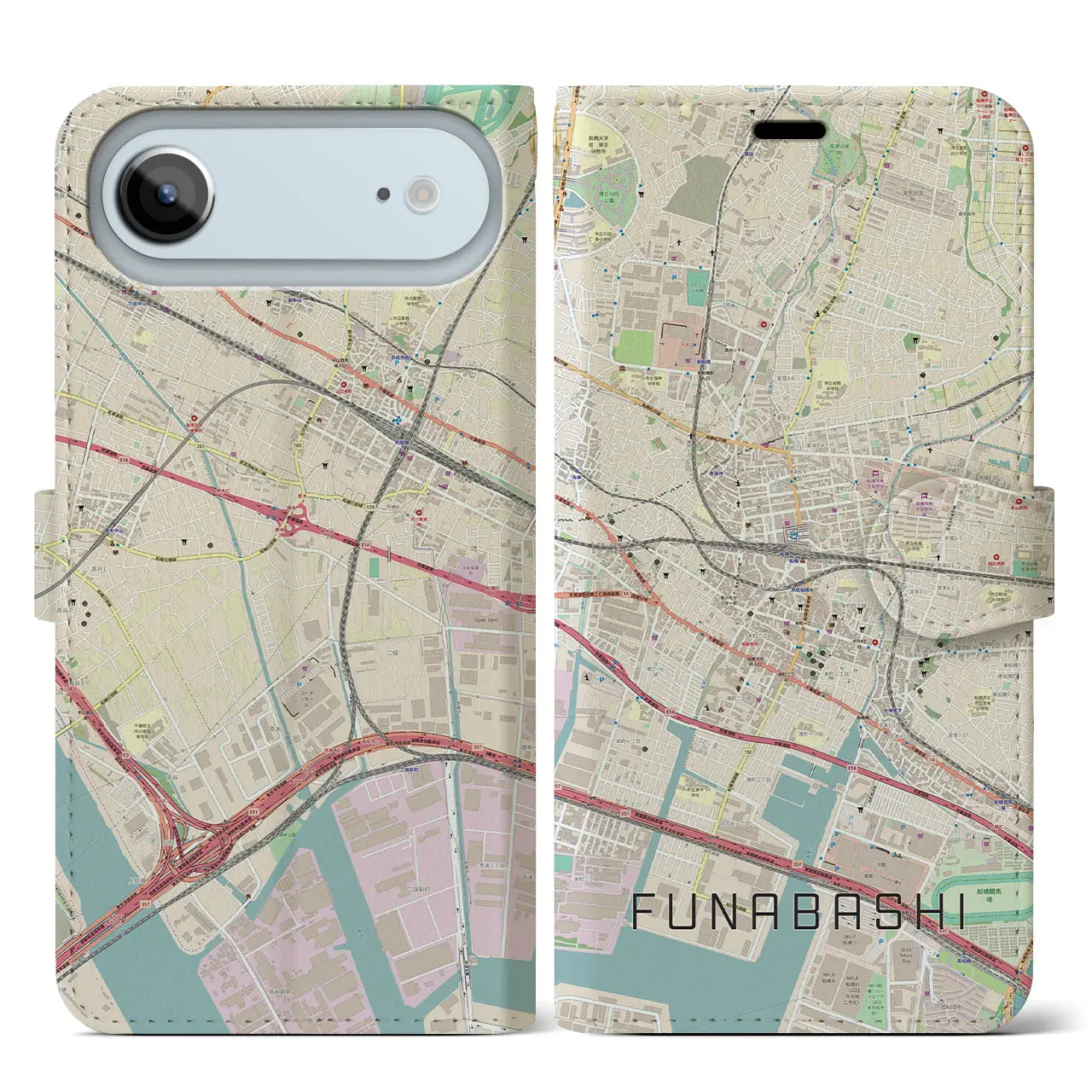 【船橋(千葉県)】地図柄iPhoneケース(手帳タイプ)