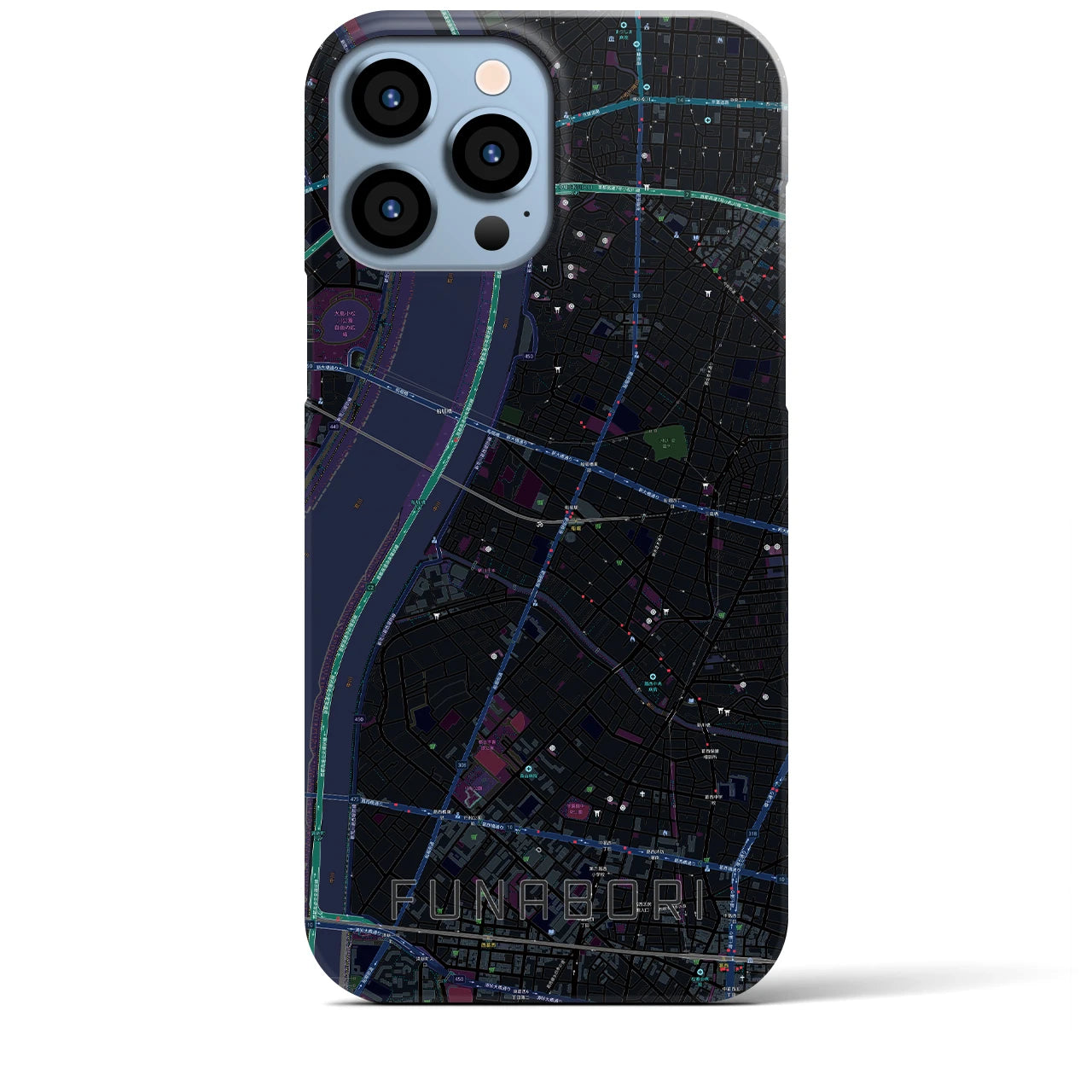 【船堀(東京都)】地図柄iPhoneケース(バックカバータイプ)