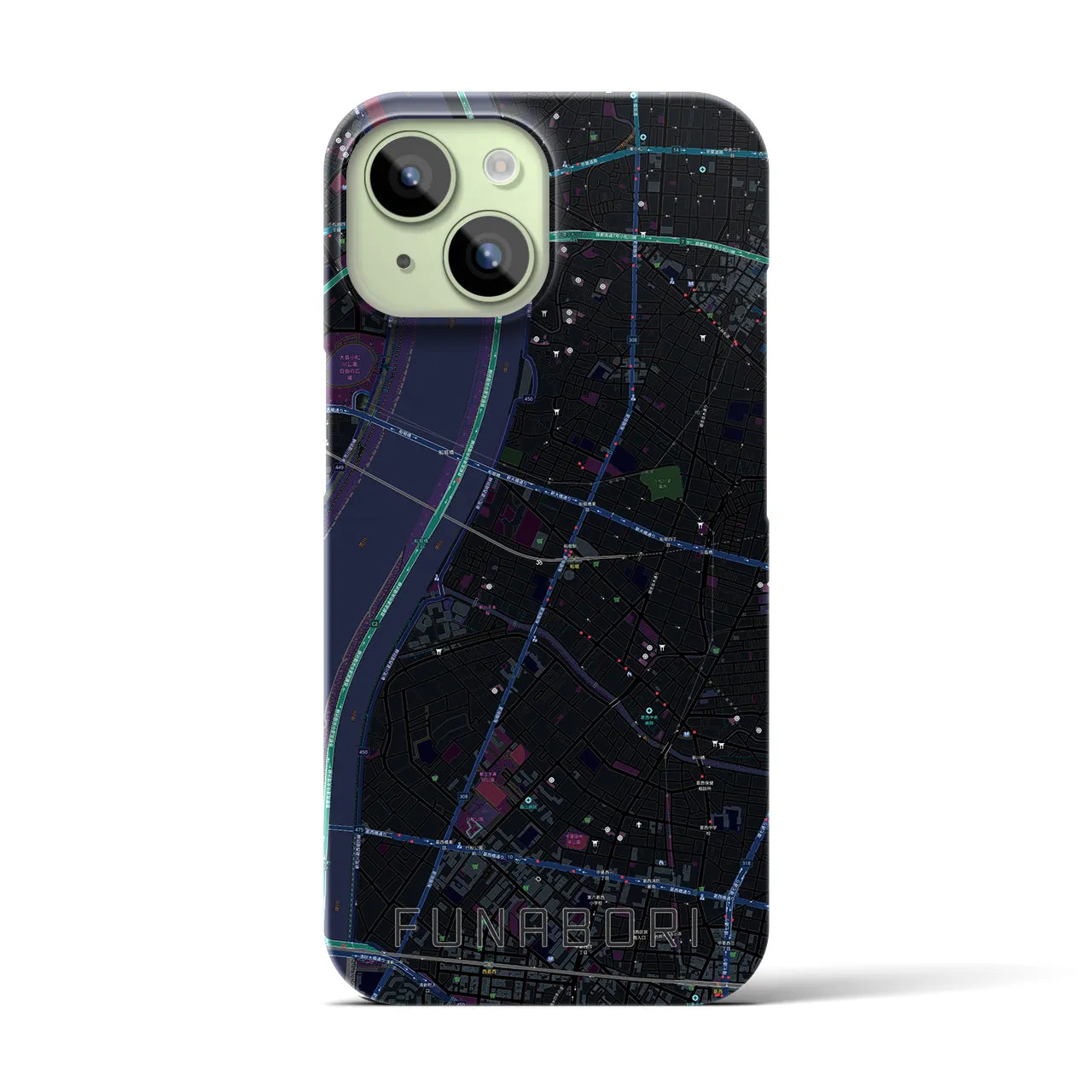 【船堀(東京都)】地図柄iPhoneケース(バックカバータイプ)