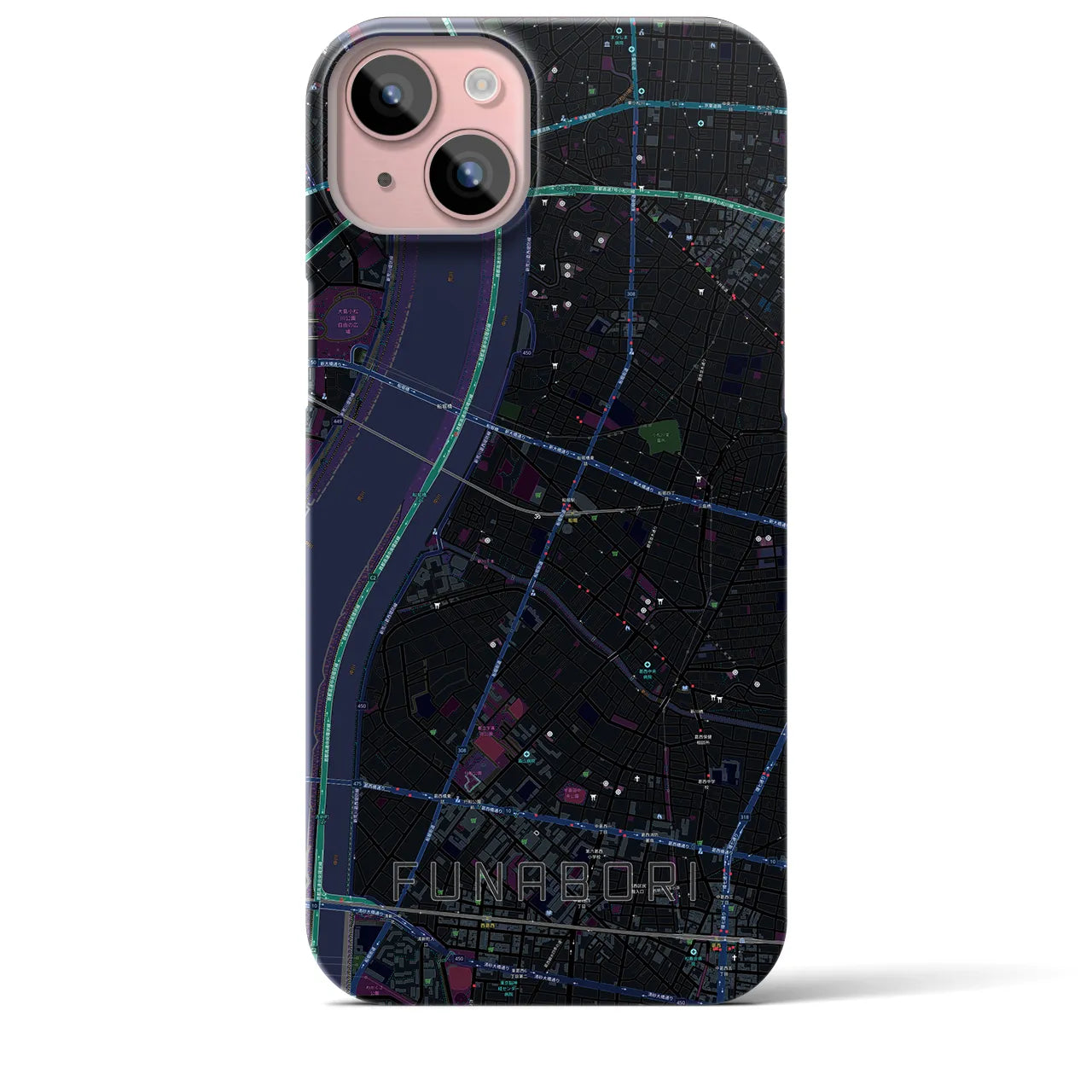 【船堀(東京都)】地図柄iPhoneケース(バックカバータイプ)